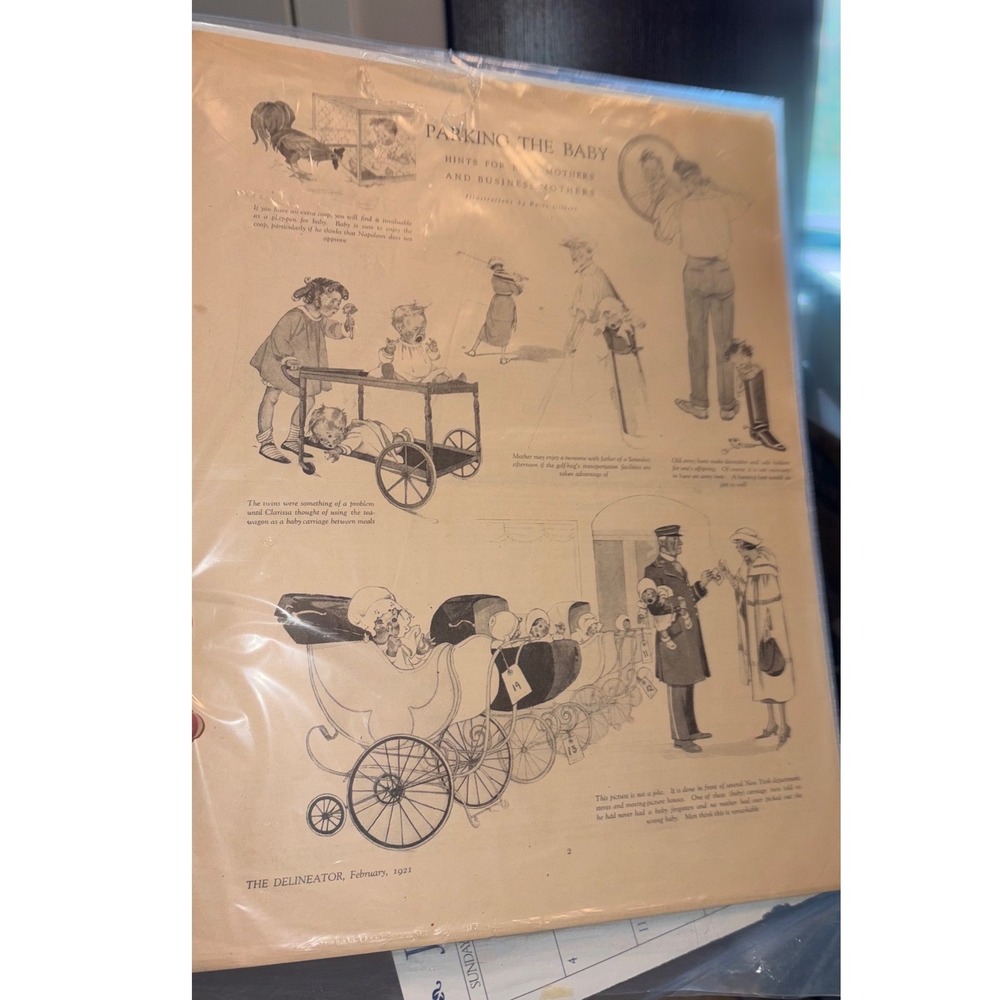 Original 1921 "Parking the Baby" Print Delineator Magazine Page
